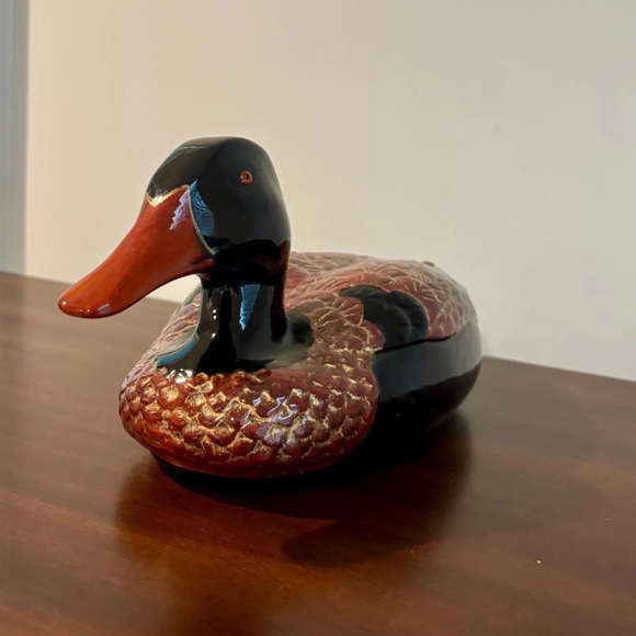 Vintage Handmade French Wooden Carved Lacquer Duck - Picture 4 of 10